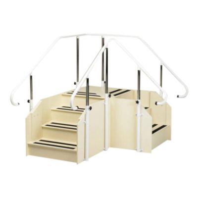 Weight Bearing Corner Steps with Adjustable Height Handrails