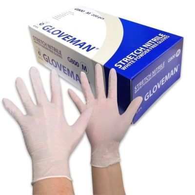Powder & Latex Free Stretch Nitrile Gloves - White (Box of 200)