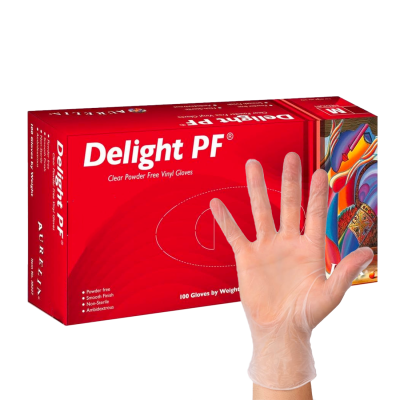 Powder Free Vinyl Medical Gloves - Clear (Box of 100)