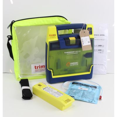 Cardiac Science Powerheart G3 Semi Automatic Defibrillator unit with all its accessories