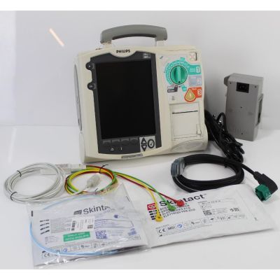 Philips Heartstart MRx Defibrillator Biphasic AED with 3 lead ECG, Power Brick, NEW Defib Pads & NEW ECG Electrodes