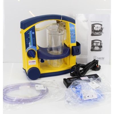 Laerdal Suction Unit LSU with Patient Canister, NEW battery & U.K. Mains lead