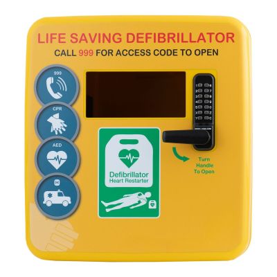 Outdoor Defibrillator Cabinet -Heated- Keypad Lock and Permanent Light