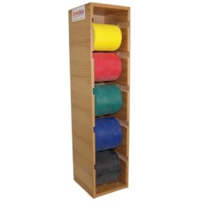 5 Rolls of trimband Resistive Exercise Band 45.7m (Yellow, Red, Green, Blue, Black) with Wooden Dispenser 
